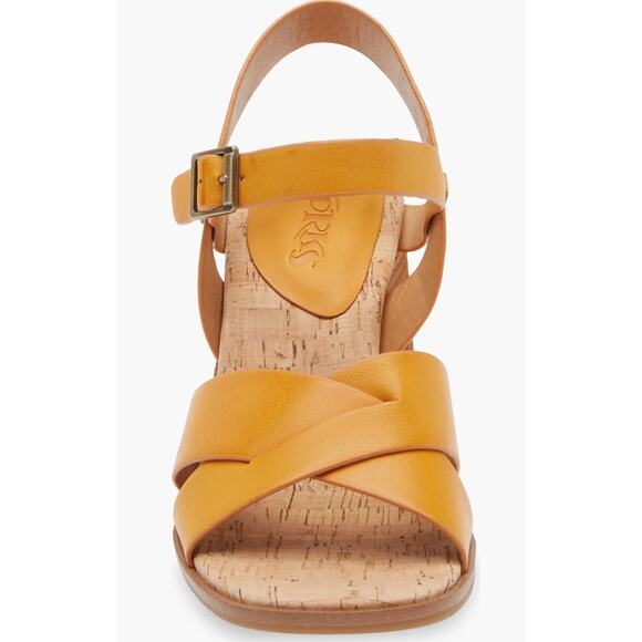 NEW Korks Pacye Block Heel Sandals Size 10 Orange Strappy Buckle Ankle Strap - Picture 3 of 6